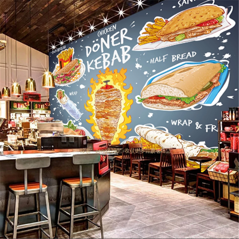 Food Snacks Background - Custom 3D American Fast Food Mural