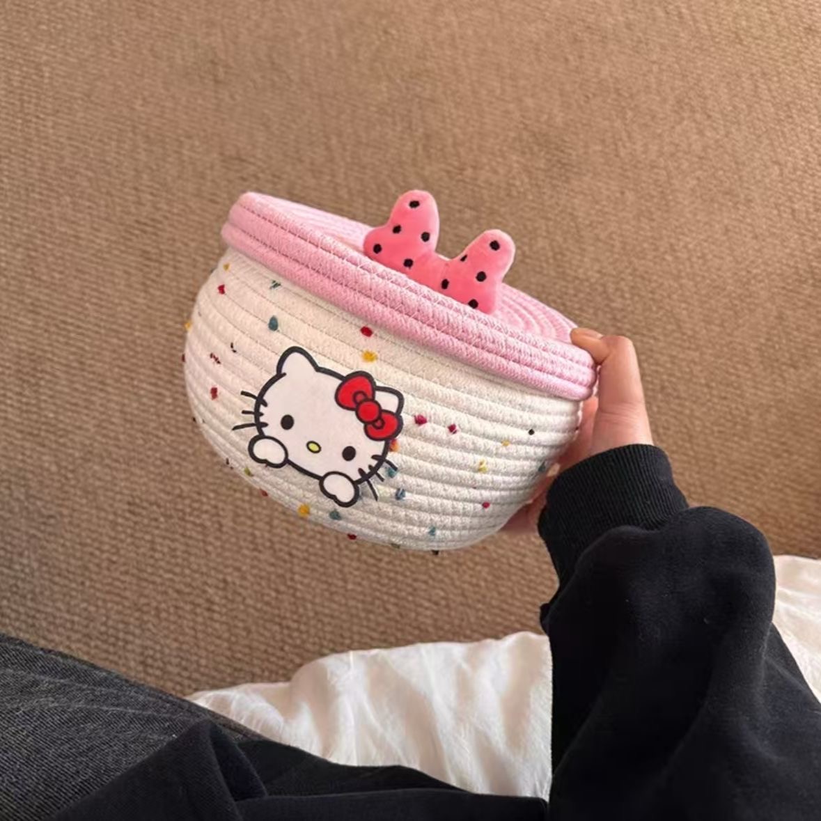 Food Grocery Snacks - Cute Hello Kitty Cotton Hand-woven Storage