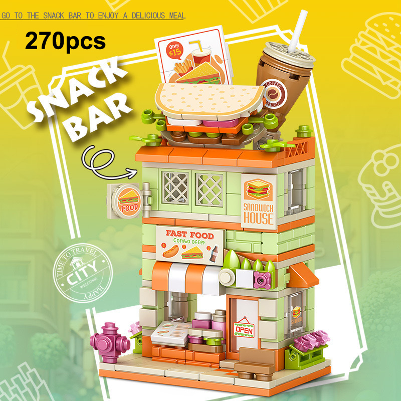 Food City Snacks - Creative Snack Bar Bricks Model Fast