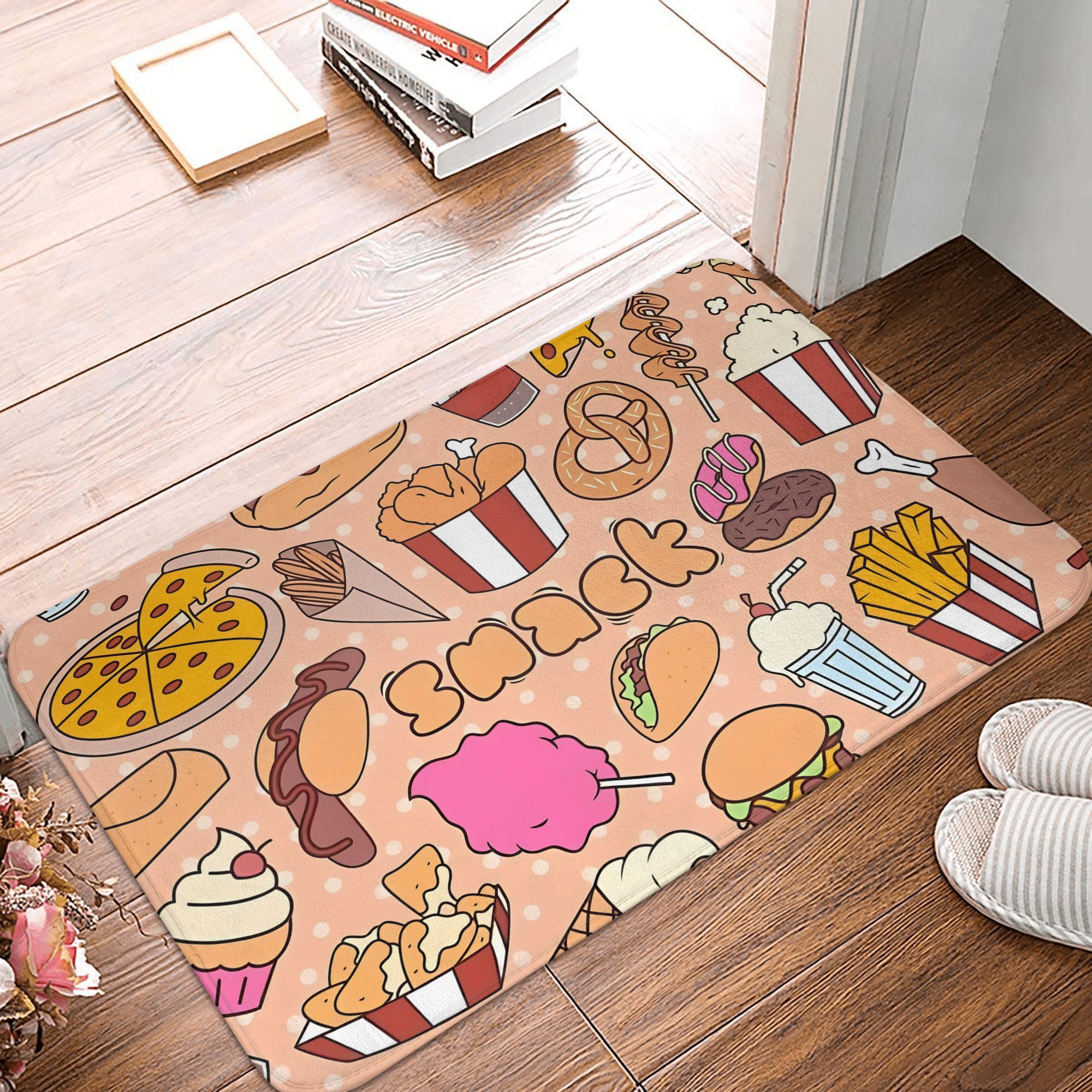 Cartoon Snack Food Doormat Kaw - Food Snacks Background ulasan dan harga