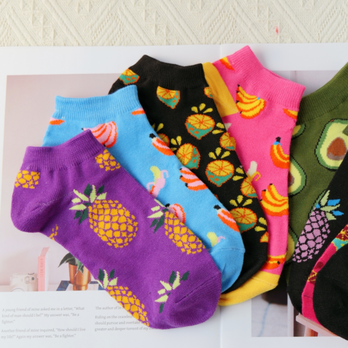 Women’s ankle socks, fruit des - Fruit Roll Up ulasan dan harga