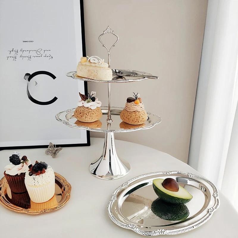 1PC Vintage Embossed Silver Tr - Food Platter Snacks ulasan dan harga