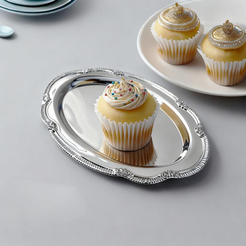 1PC Vintage Embossed Silver Tr - Food Platter Snacks ulasan dan harga