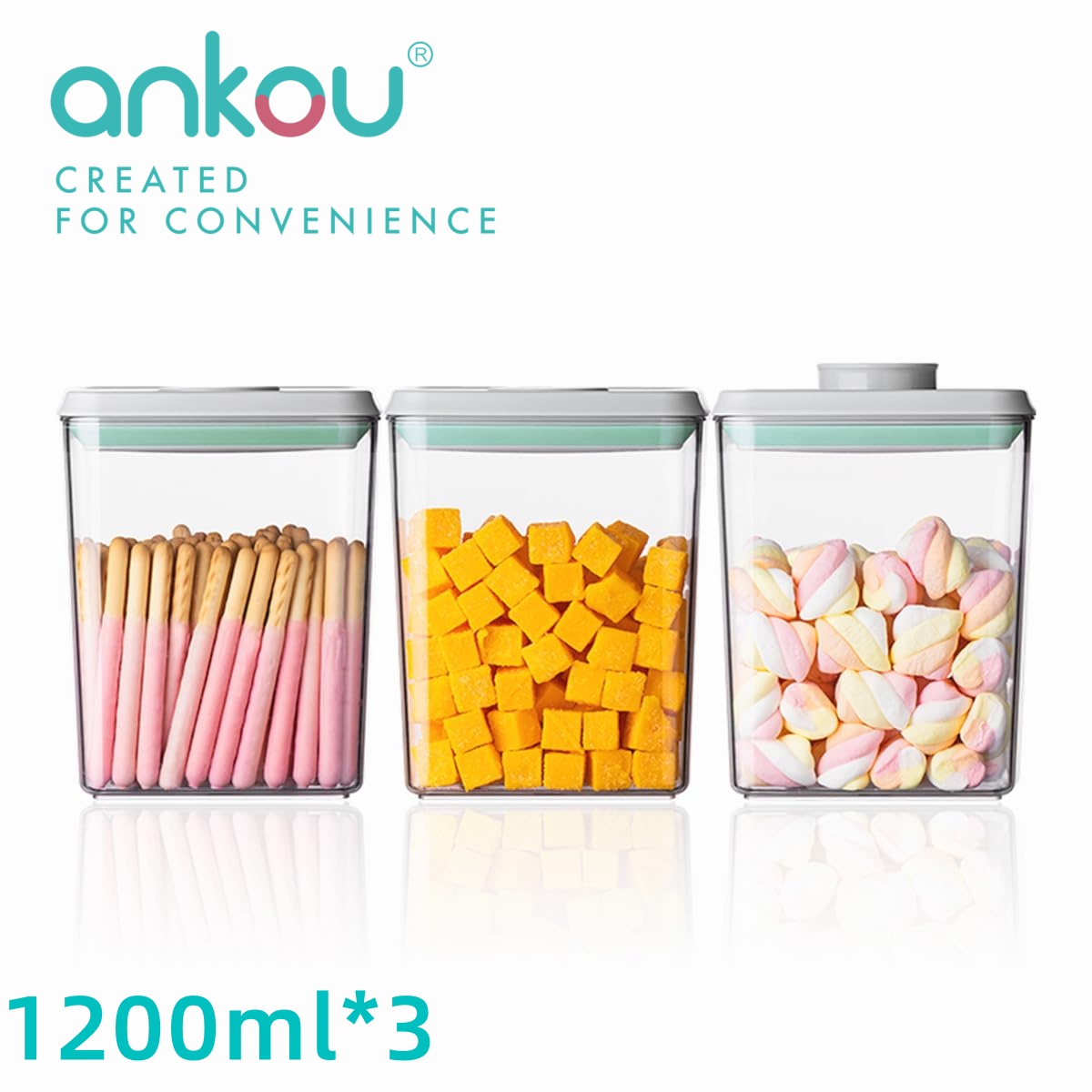 Ankou 3Pcs 1.2L Pop Airtight F - Food Snacks Candy ulasan dan harga