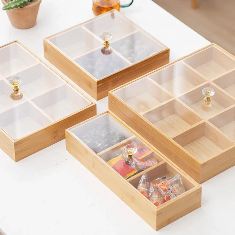 Bamboo Divided Nut Storage Tra - Food Platter Snacks ulasan dan harga