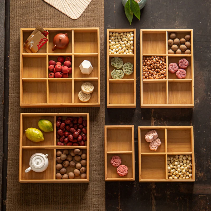 Bamboo Divided Nut Storage Tra - Food Platter Snacks ulasan dan harga