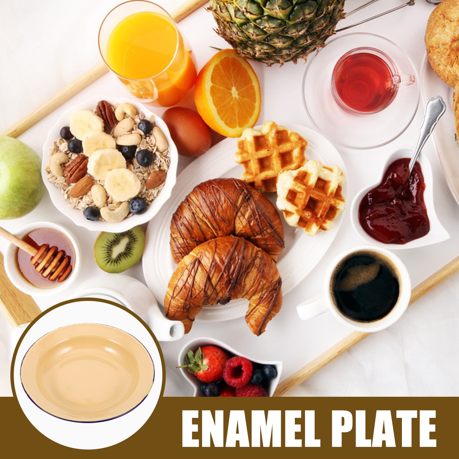 4Pcs Enamel Plate Round Vintag - Food Platter Snacks ulasan dan harga