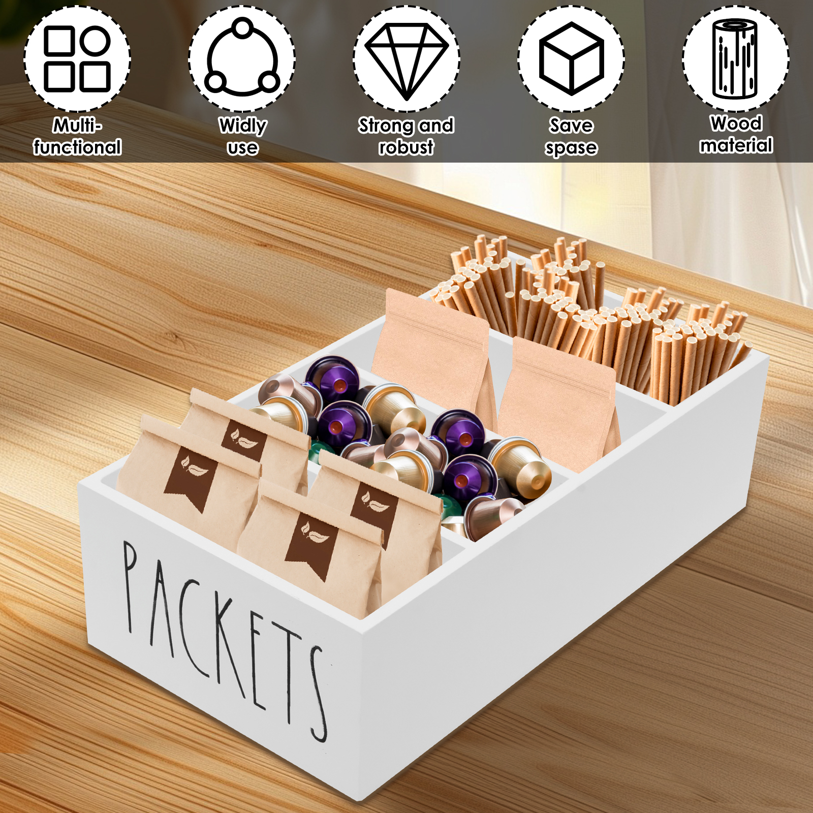 4 Grids Wooden Seasoning Stora - Food Snacks Packets ulasan dan harga