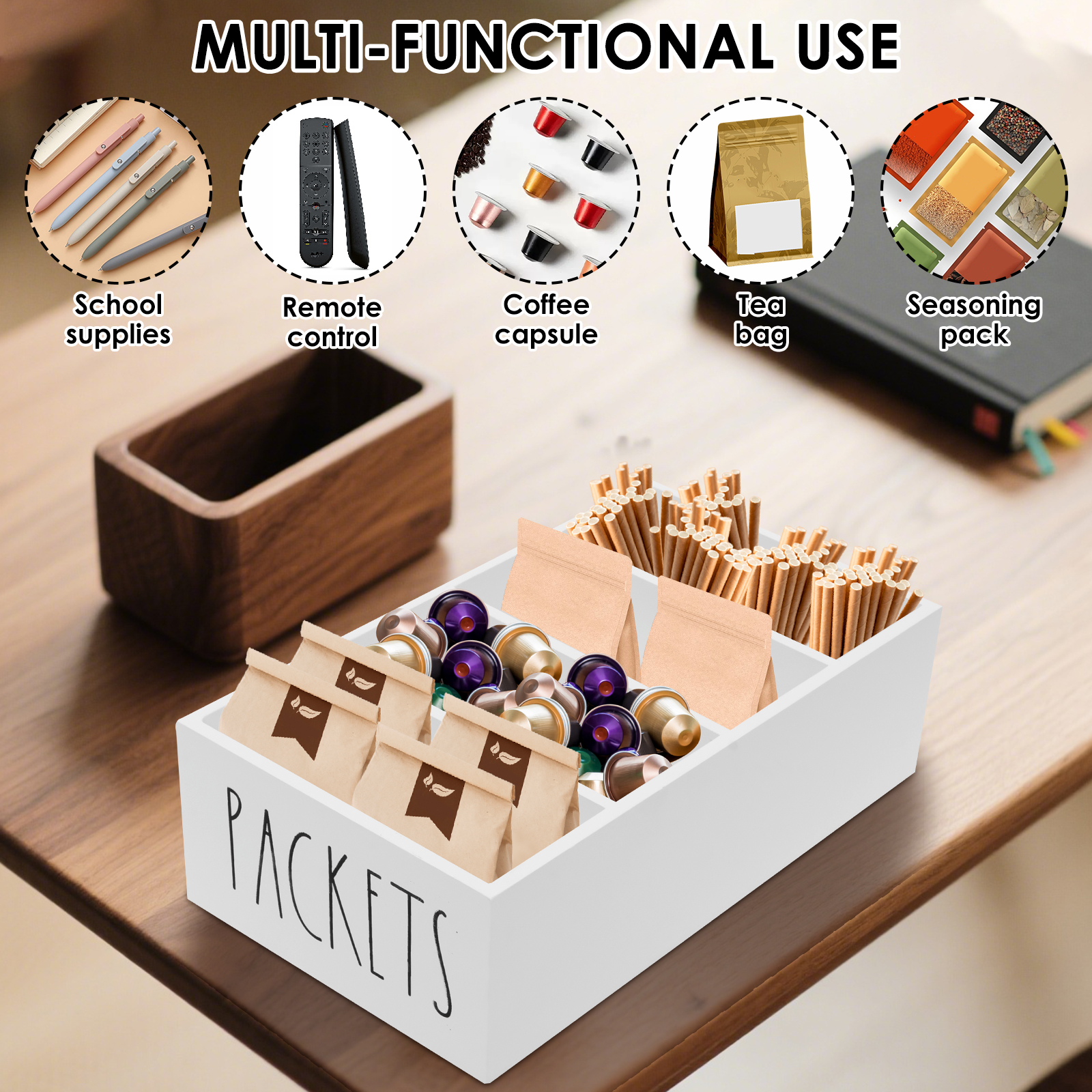 4 Grids Wooden Seasoning Stora - Food Snacks Packets ulasan dan harga