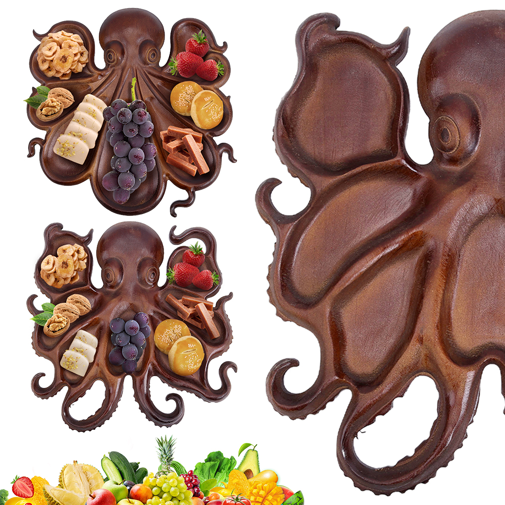 Octopus Shaped Wooden Serving  - Food Platter Snacks ulasan dan harga
