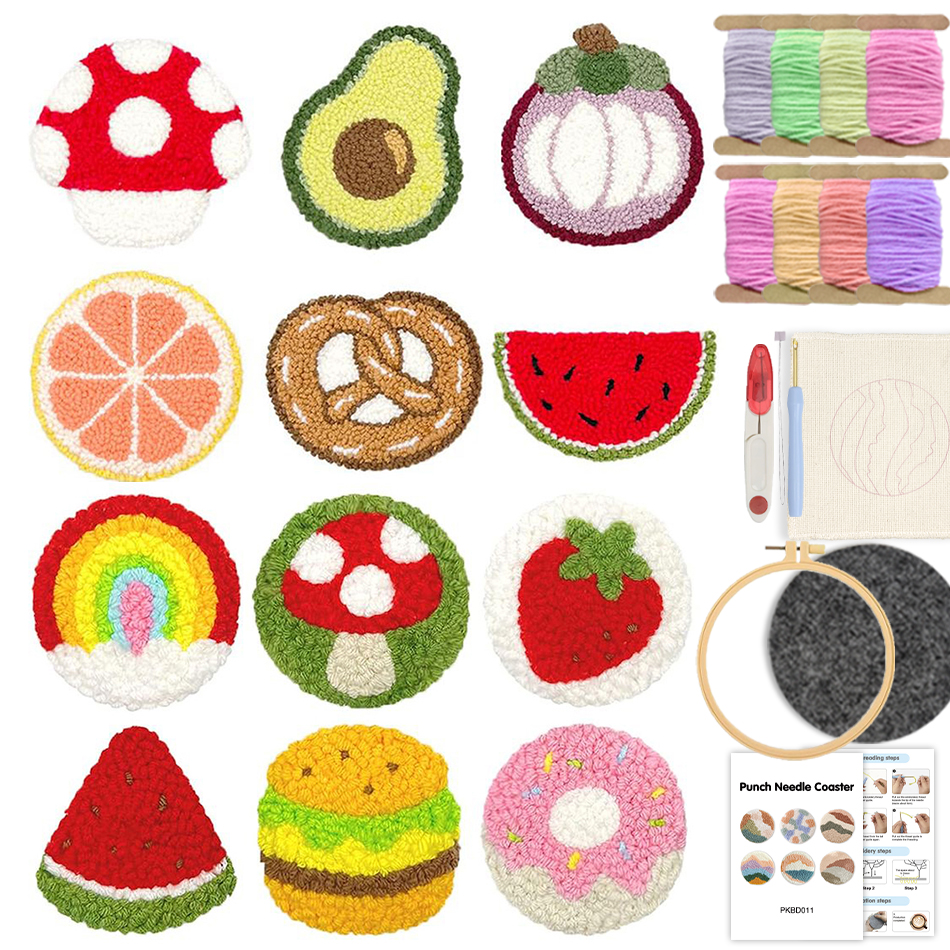 6PCS Set Punch Needle Coaster  - Fruit Roll Up ulasan dan harga