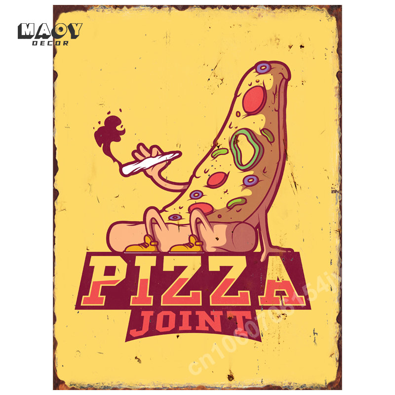Pizza Funny Food Metal Tin Sig - Food Snacks Background ulasan dan harga
