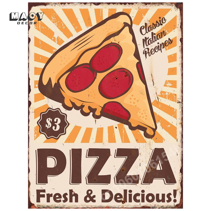 Pizza Funny Food Metal Tin Sig - Food Snacks Background ulasan dan harga