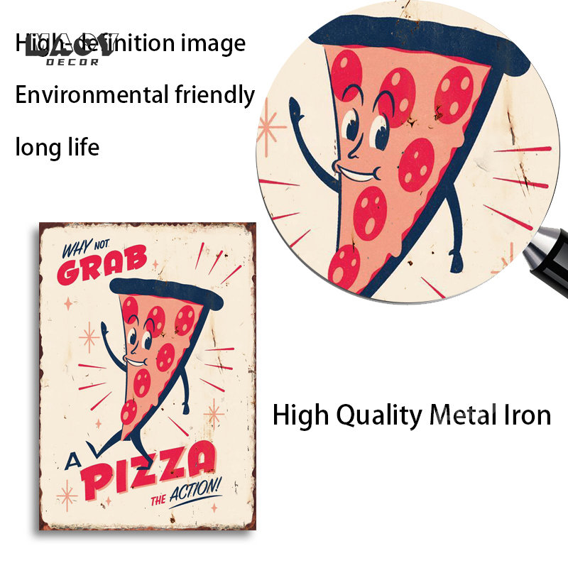 Pizza Funny Food Metal Tin Sig - Food Snacks Background ulasan dan harga