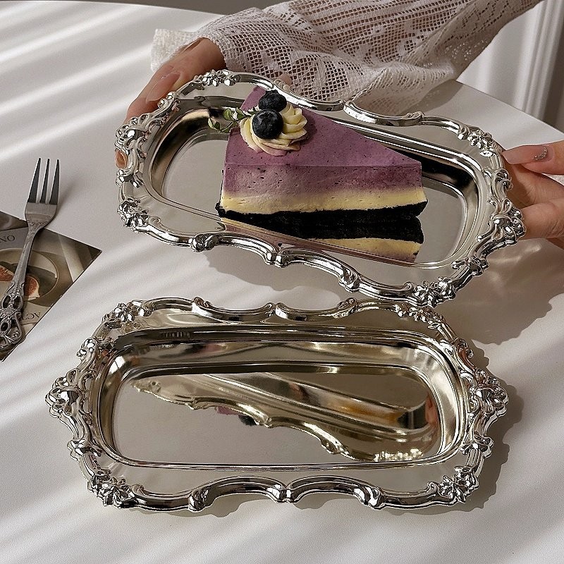 Vintage Embossed Silver Tray,  - Food Platter Snacks ulasan dan harga