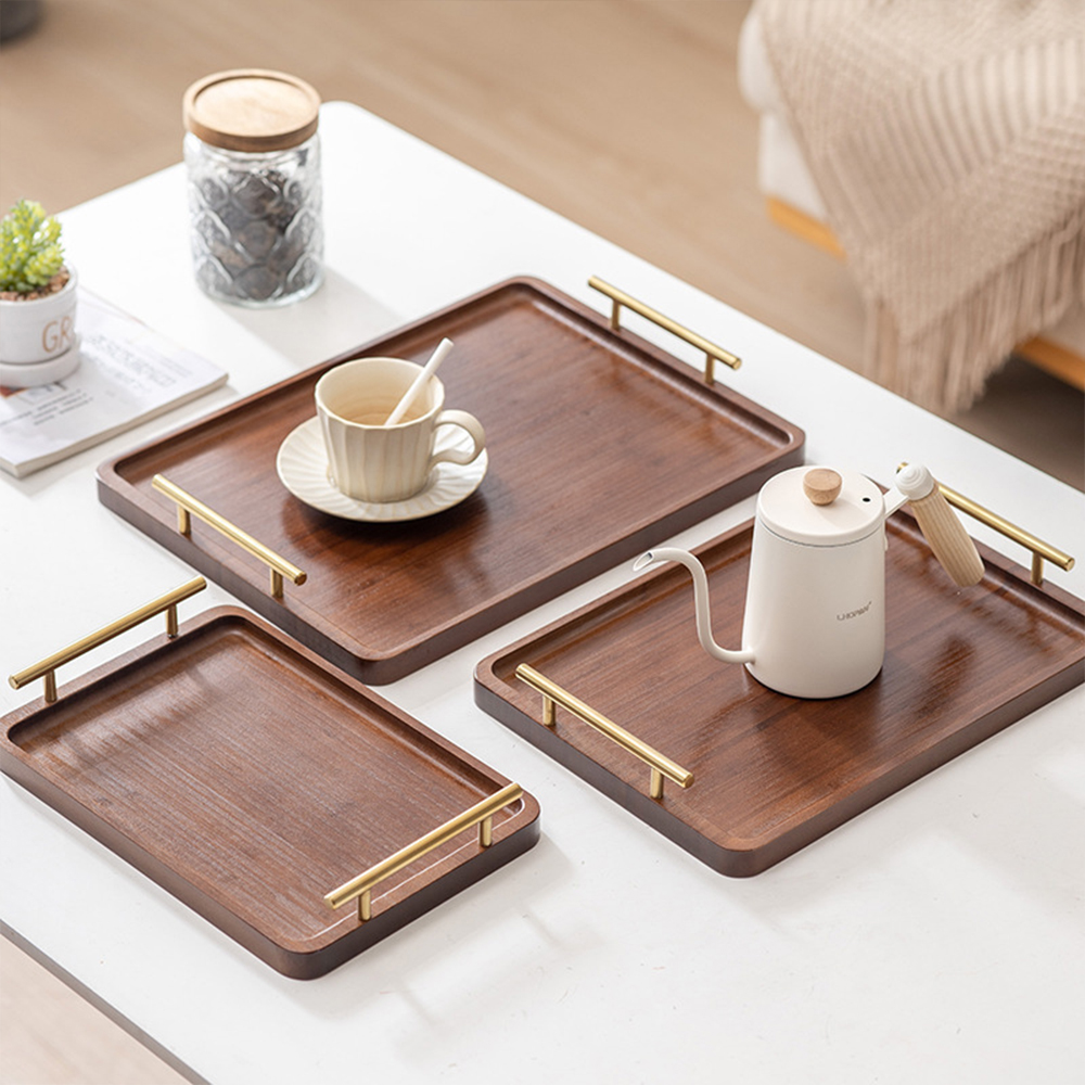 Wooden Serving Tray with Handl - Food Platter Snacks ulasan dan harga