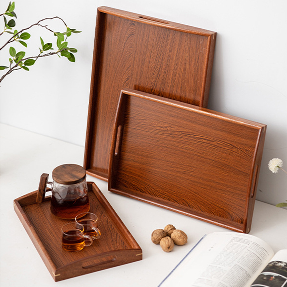 Wooden Serving Tray with Handl - Food Platter Snacks ulasan dan harga