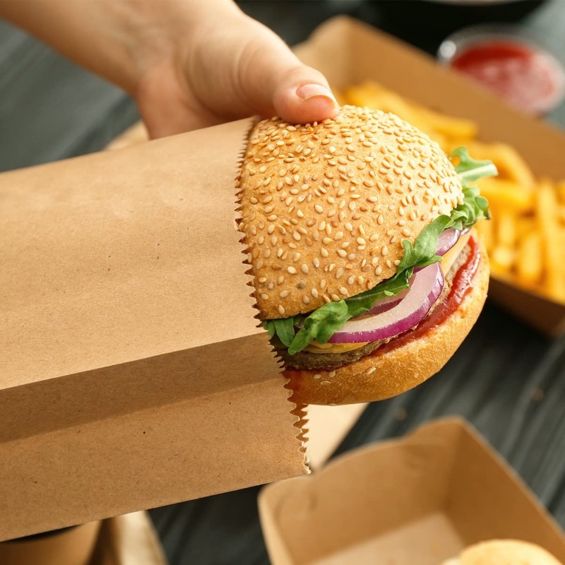 100/200Pcs Small Kraft Paper L - Food Grocery Snacks ulasan dan harga